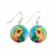 Teal Yellow Cockatiel Circle Earrings | CHOOSE SIZE