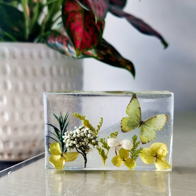 Flower Garden Block Art | Lime Green
