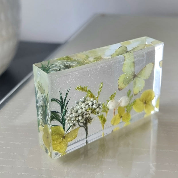 Flower Garden Block Art | Lime Green