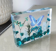 Flower Garden Block Art | Blue Teal