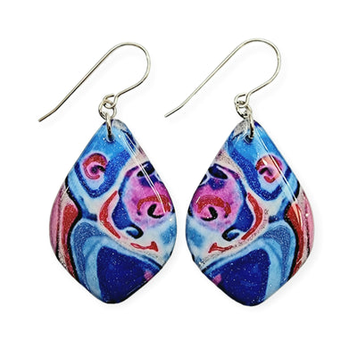 *SALE*Blue Purple Magenta Silver Abstract Drop Earrings | Rocklea