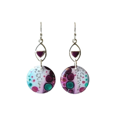Sterling Silver Mulberry Turquoise Ivory Petite Circle Drop Earrings | Metallic Series