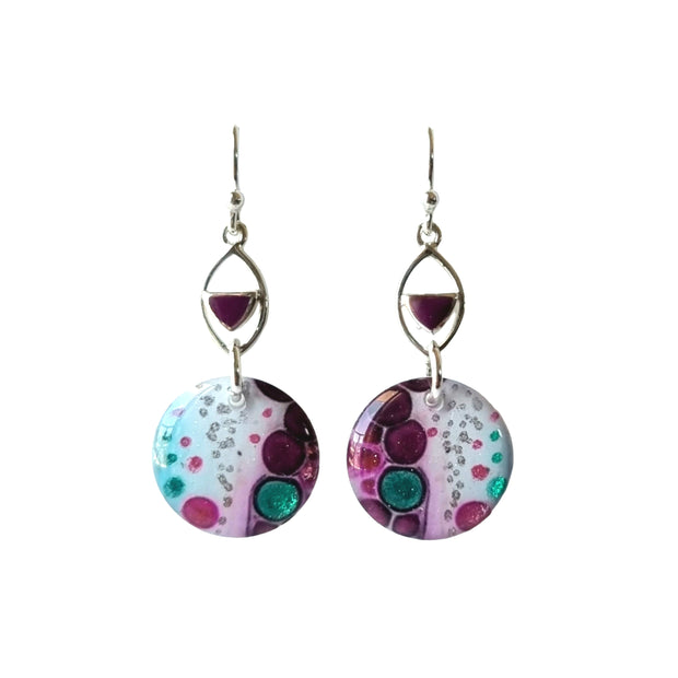 Sterling Silver Mulberry Turquoise Ivory Petite Circle Drop Earrings | Metallic Series