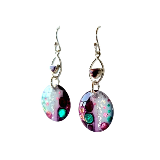 Sterling Silver Mulberry Turquoise Ivory Petite Circle Drop Earrings | Metallic Series