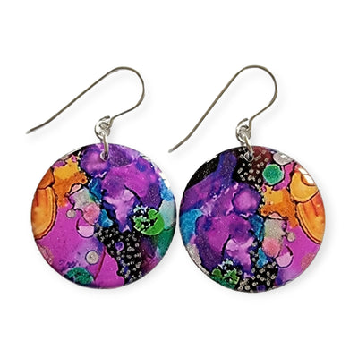 Rainbow Circle Shape Drop Earrings | Metallica