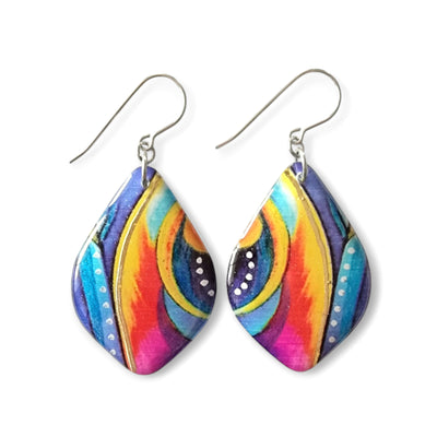 Multicoloured Diamond Shape Earrings | Half Moon