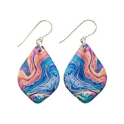 Sky Blue Soft Pink Diamond Shape Earrings | Woodgrain