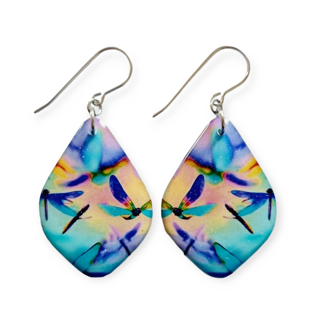 Rainbow Dragonfly Diamond Drop Earrings II