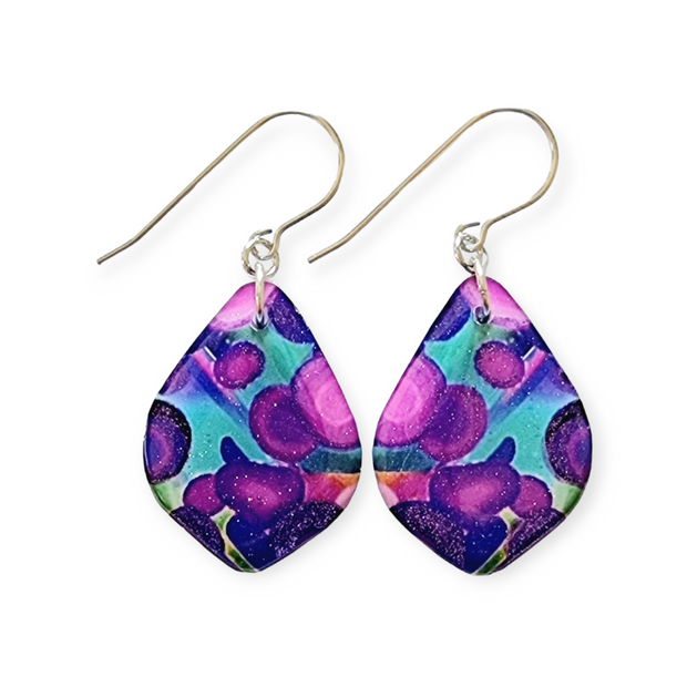 Purple Teal Diamond Shape Earrings | Overlay II | CHOOSE SIZE