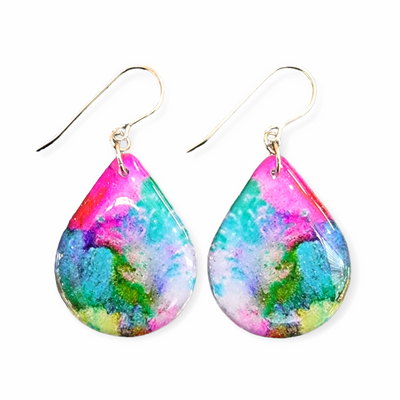 Teal Fuchsia Abstract Teardrop Earrings | CHOOSE STYLE