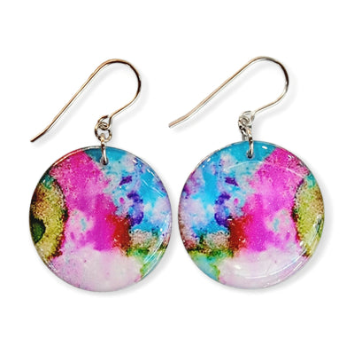 Sky Blue Lime Fuchsia Abstract Teardrop Earrings | CHOOSE STYLE