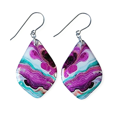 Mulberry Turquoise Diamond Shape Earrings | Metallic Series