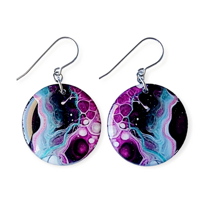 Mulberry Teal Black Circle Drop Earrings II | Metallic Series | CHOOSE STYLE