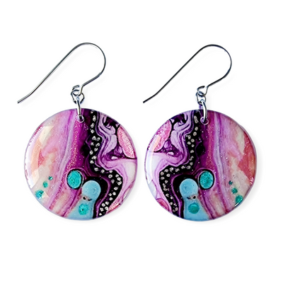 Mulberry Turquoise Circle Drop Earrings | Metallic Series