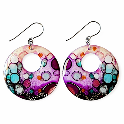 Mulberry Turquoise Black Donut Drop Earrings | Metallic Series