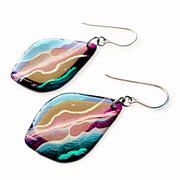 Mulberry Turquoise Black Diamond Shape Earrings | Metallic Series