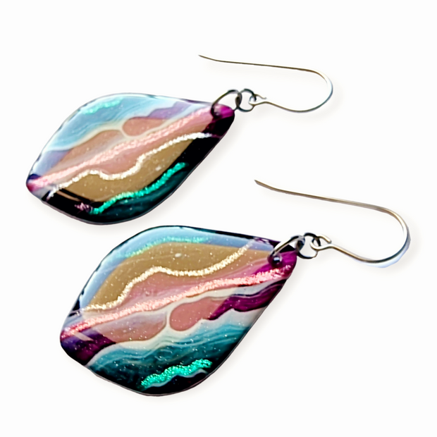 Mulberry Turquoise Black Diamond Shape Earrings | Metallic Series