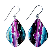 Mulberry Turquoise Black Diamond Shape Earrings | Metallic Series