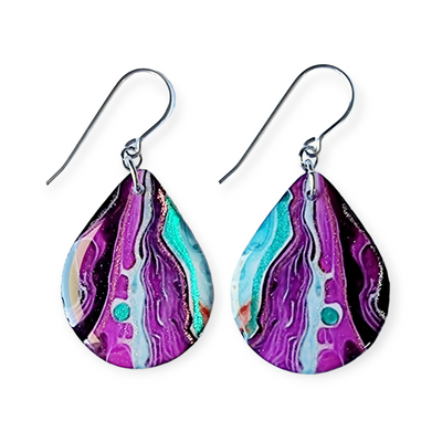 Mulberry Turquoise Black Teardrop Earrings | Metallic Series