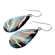 *SALE* Mulberry Turquoise Black Long Teardrop Shape Earrings | Metallic Series