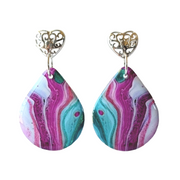 Sterling Silver Mulberry Turquoise Ivory Teardrop Earrings | Metallic Series