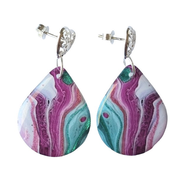 Sterling Silver Mulberry Turquoise Ivory Teardrop Earrings | Metallic Series