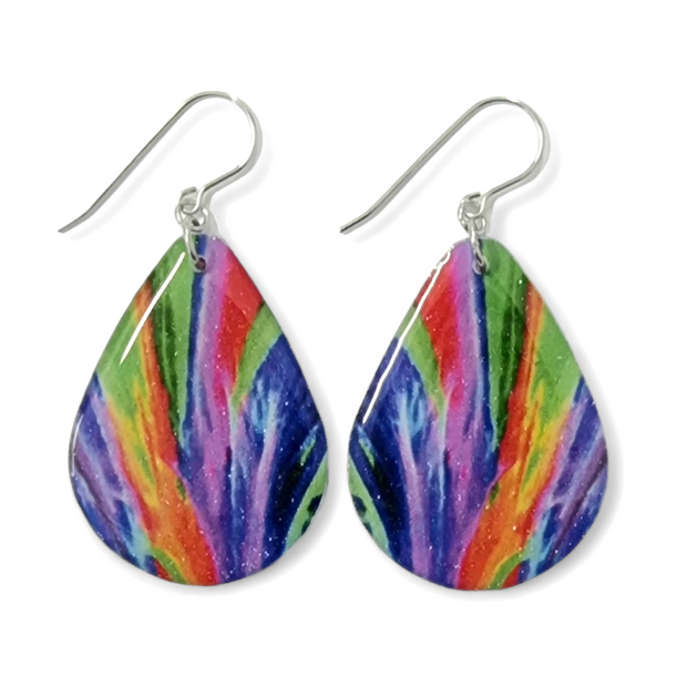 Multicoloured Teardrop Earrings | Rainbow Flames