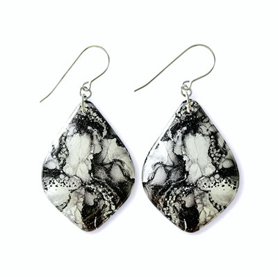 Black White Silver Diamond Shape Earrings | series II