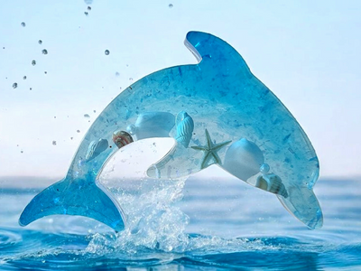 Blue Resin Dolphin Figurine