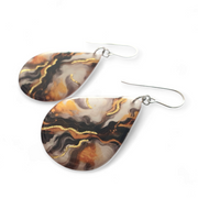 Black White & Gold Teardrop Earrings | CHOOSE SIZE