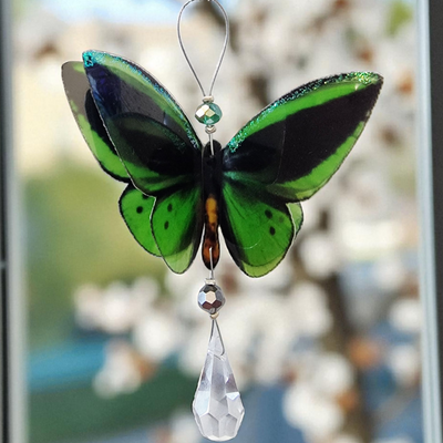Butterfly Crystal Suncatcher - Green Birdwing