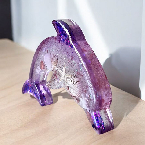 Purple Resin Dolphin Figurine