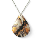 Black White & Gold Teardrop Necklace