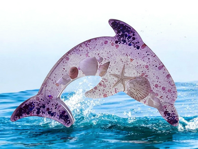 Purple Resin Dolphin Figurine