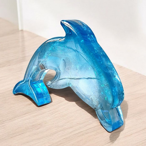 Blue Resin Dolphin Figurine
