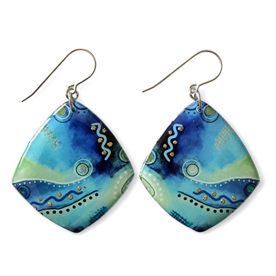 Blues Organic Diamond Shape Drop Earrings