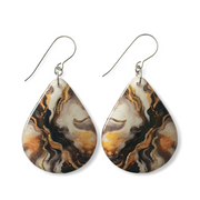 Black White & Gold Teardrop Earrings | CHOOSE SIZE