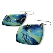 Blues Organic Diamond Shape Drop Earrings