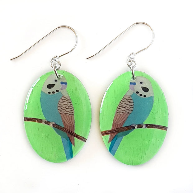 Oval Budgie Drop Earrings | CHOOSE COLOUR