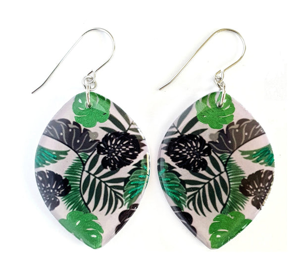 Green Leaf Drop Earrings | Flora